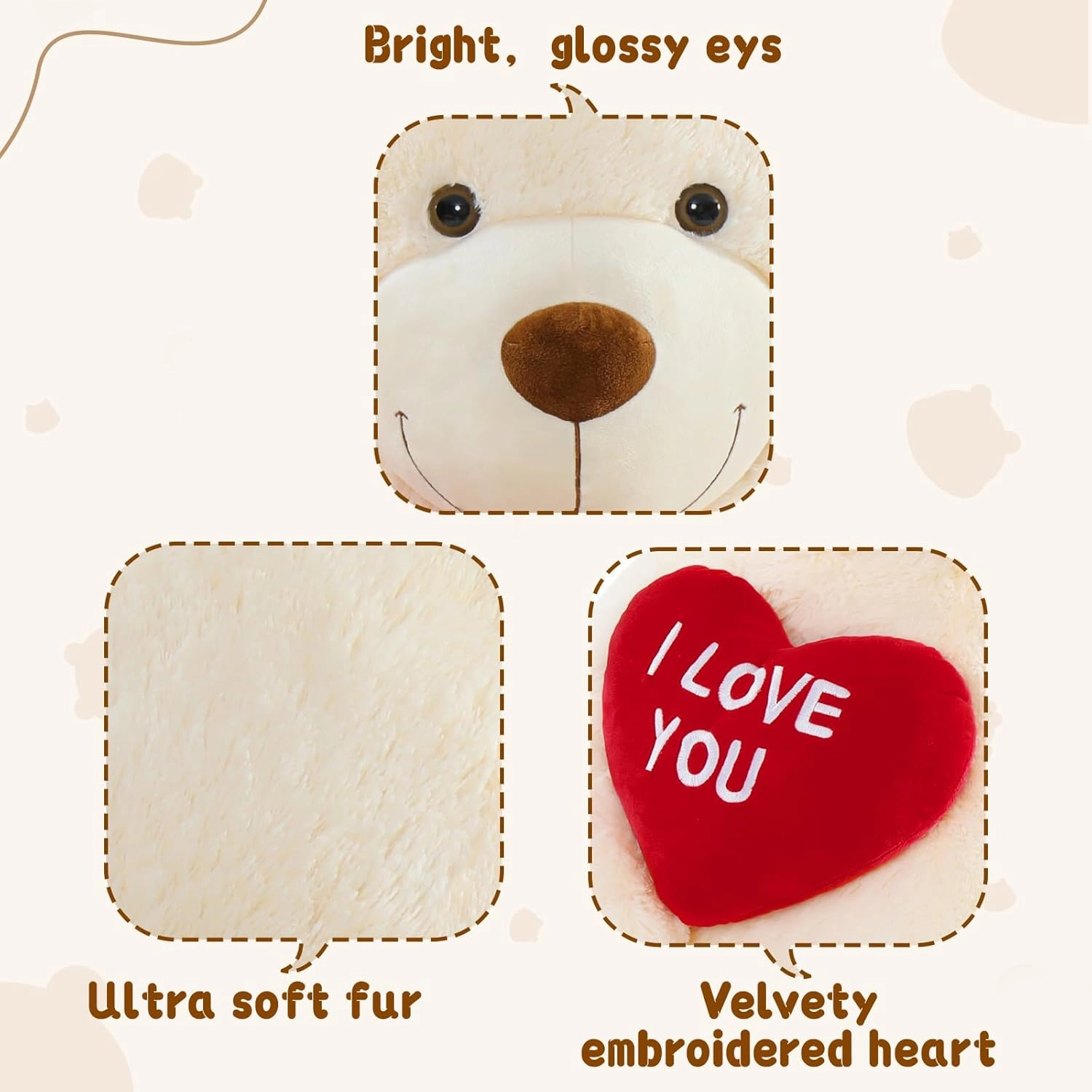 MaoGoLan Giant Teddy Bear 52" - I Love You Red Heart Big White Stuffed Animal - Large Valentines Teddy Bear for Girlfriend, Boyfriend, Wife, Lover - Anniversary, Birthday, Long Distance
