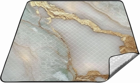 Marble White White Waterproof Beach Mat Portable Lawn Camp Rug for Ground Couples Gift Manta de Picnic Extra