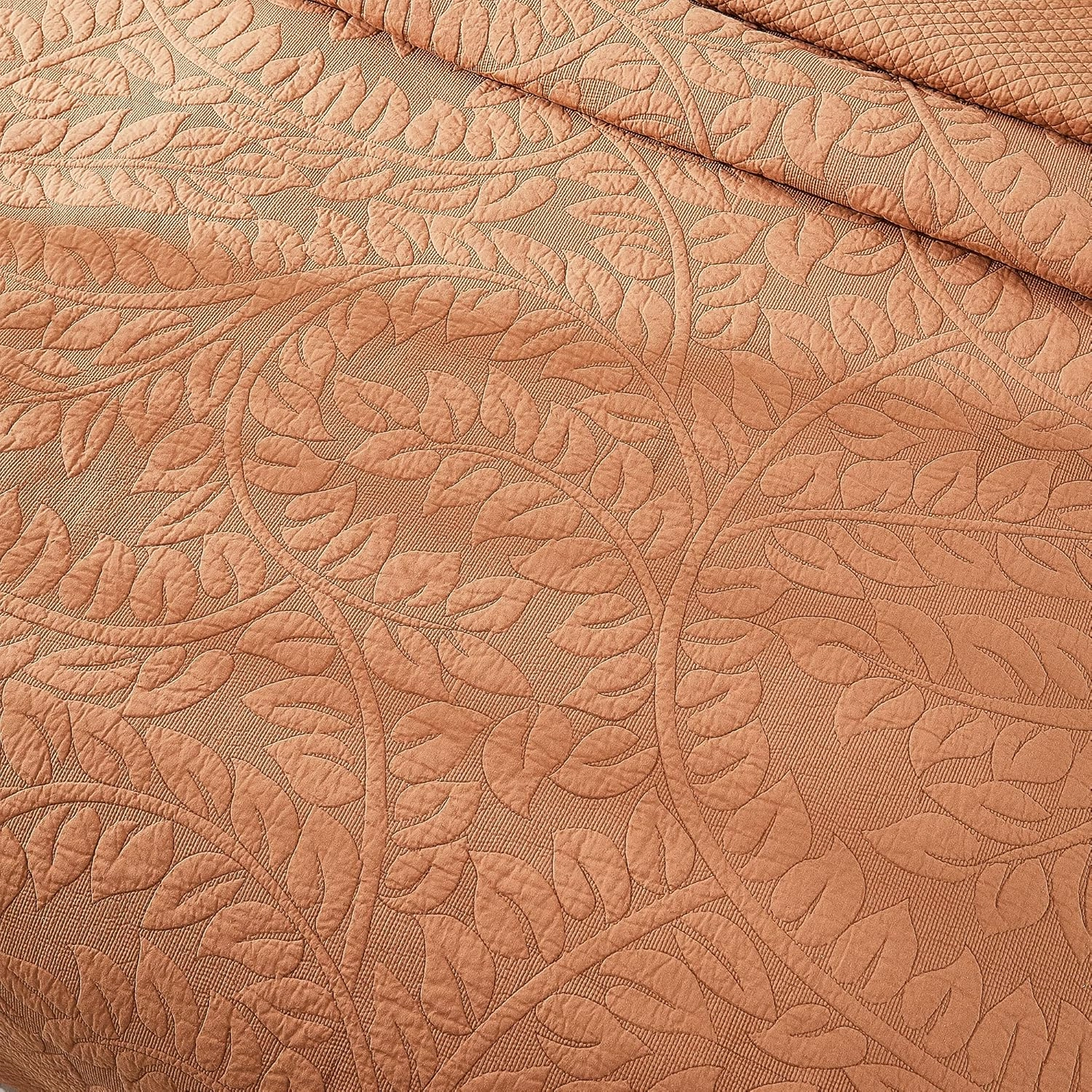 MarCielo 3-Piece 100% Cotton Oversized Bedspread Lightweight Quilt Coverlet Embroidery Farmhouse Bedding Set T0 (Royal Orange, Queen (100"x106"))