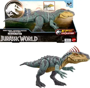 Mattel Jurassic World Gigantic Trackers Neovenator Dinosaur Action Figure, Large Species Toy, Attack Chomp, Evolving Head Crest, Digital Play
