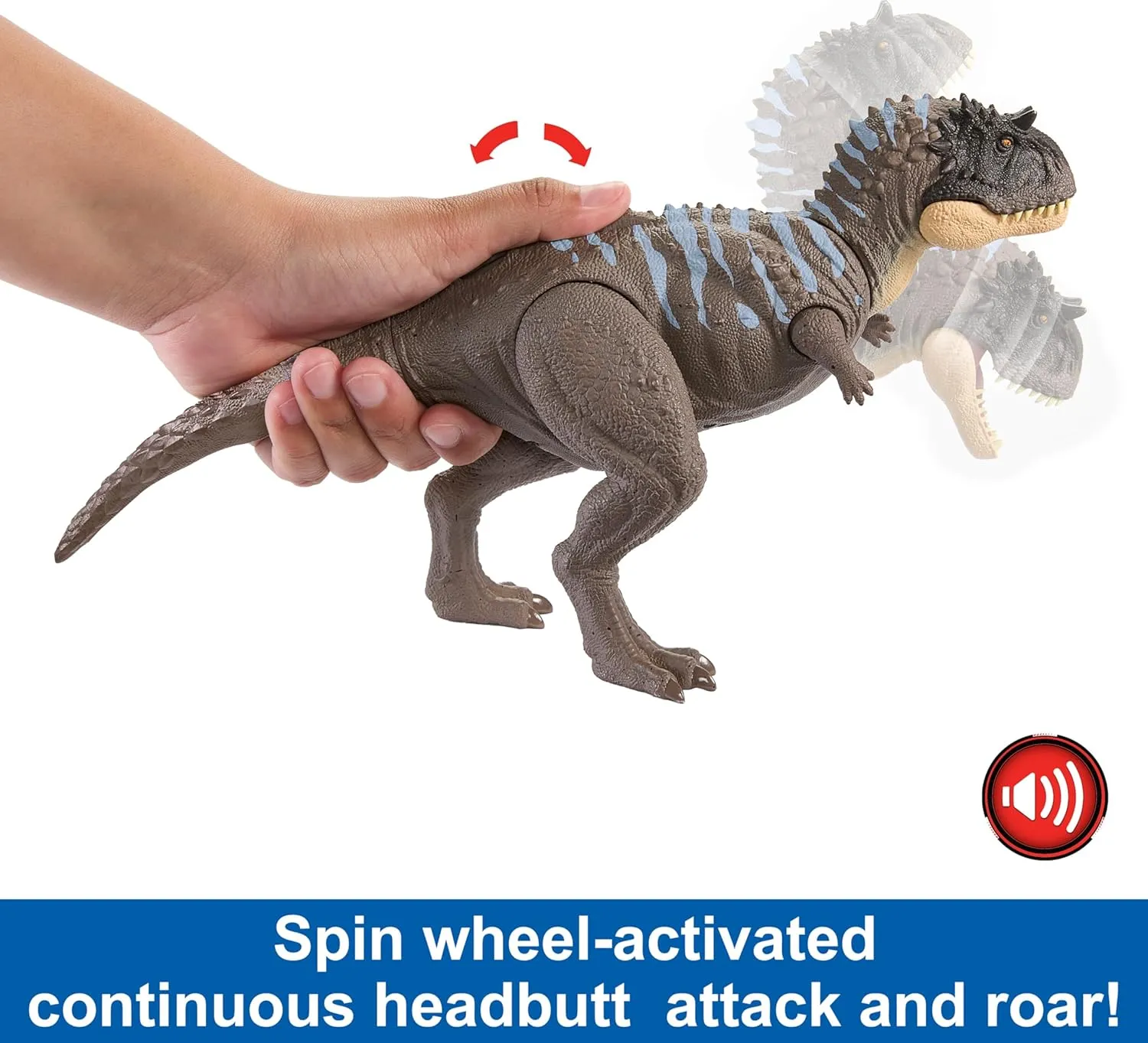 Mattel Jurassic World Wild Roar Dinosaur Toy with Sound & Attack Move, Ekrixinatosaurus Posable Action Figure Includes Digital Play, 11 inches Long