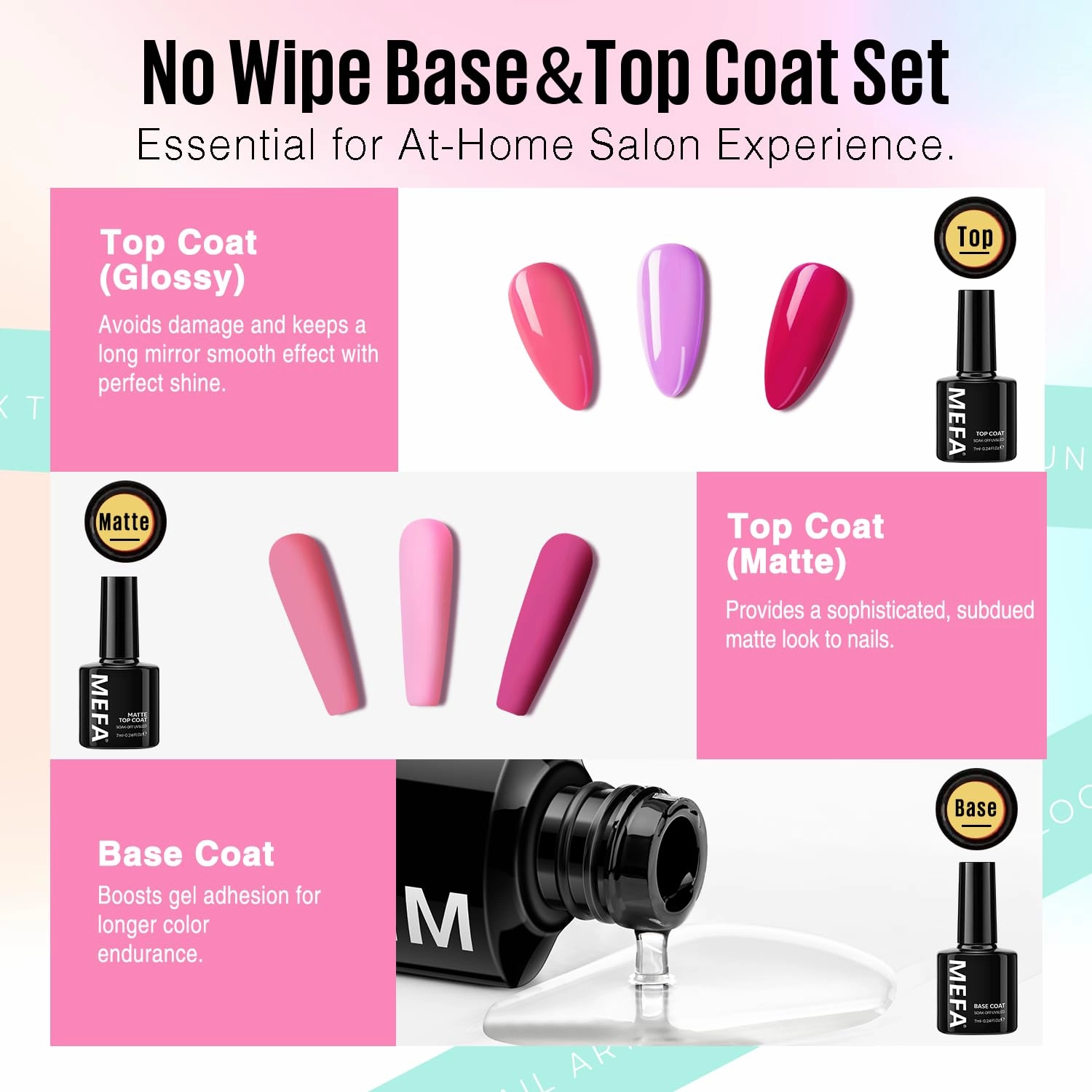 MEFA 54 Pcs Gel Nail Polish Kit with U V Light, 32 Colors Bright Neon Spring Summer Pink Gel Polish Nail Set Essential Manicure Tools Nails Gifts