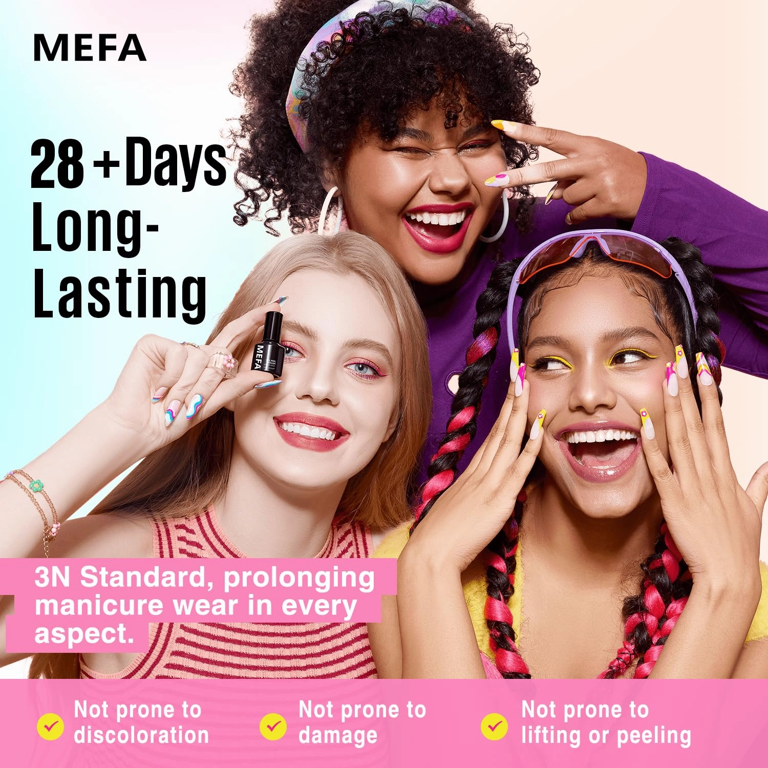 MEFA 54 Pcs Gel Nail Polish Kit with U V Light, 32 Colors Bright Neon Spring Summer Pink Gel Polish Nail Set Essential Manicure Tools Nails Gifts