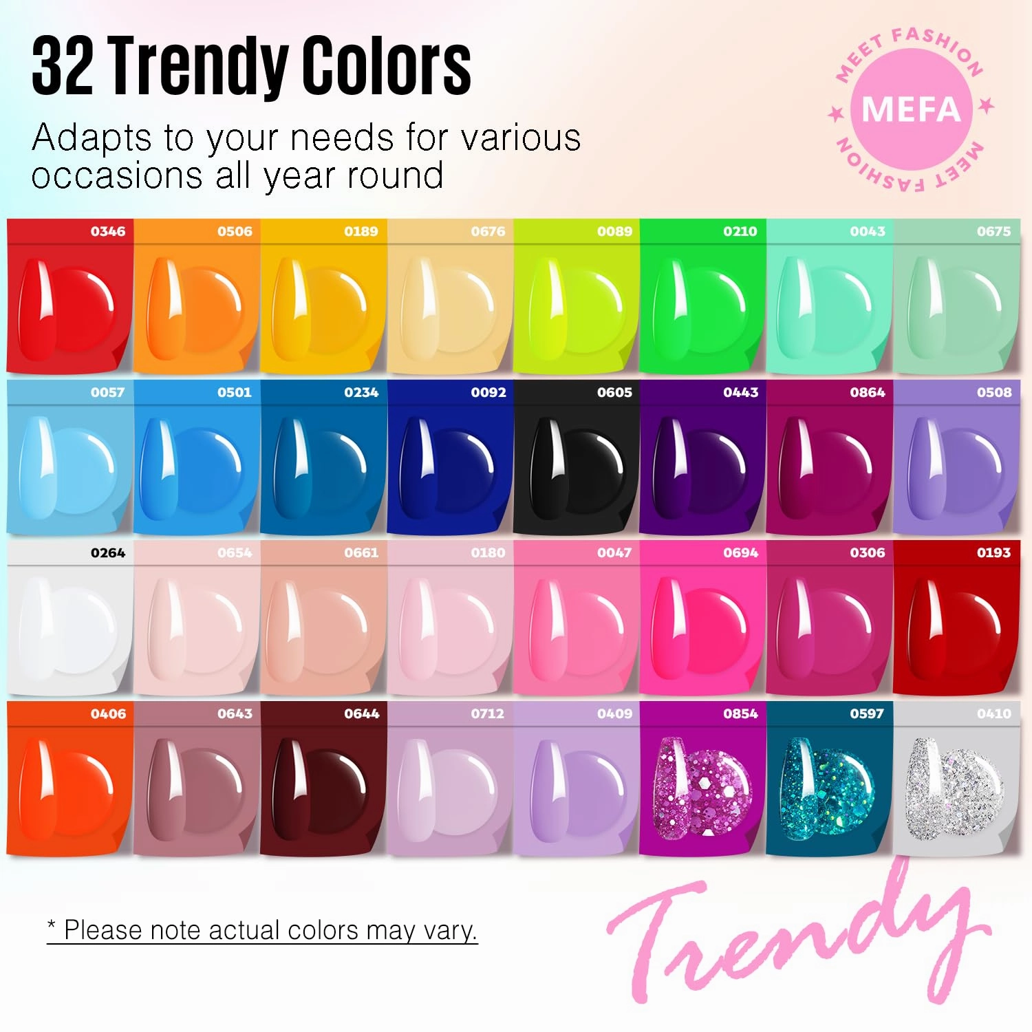 MEFA 54 Pcs Gel Nail Polish Kit with U V Light, 32 Colors Bright Neon Spring Summer Pink Gel Polish Nail Set Essential Manicure Tools Nails Gifts
