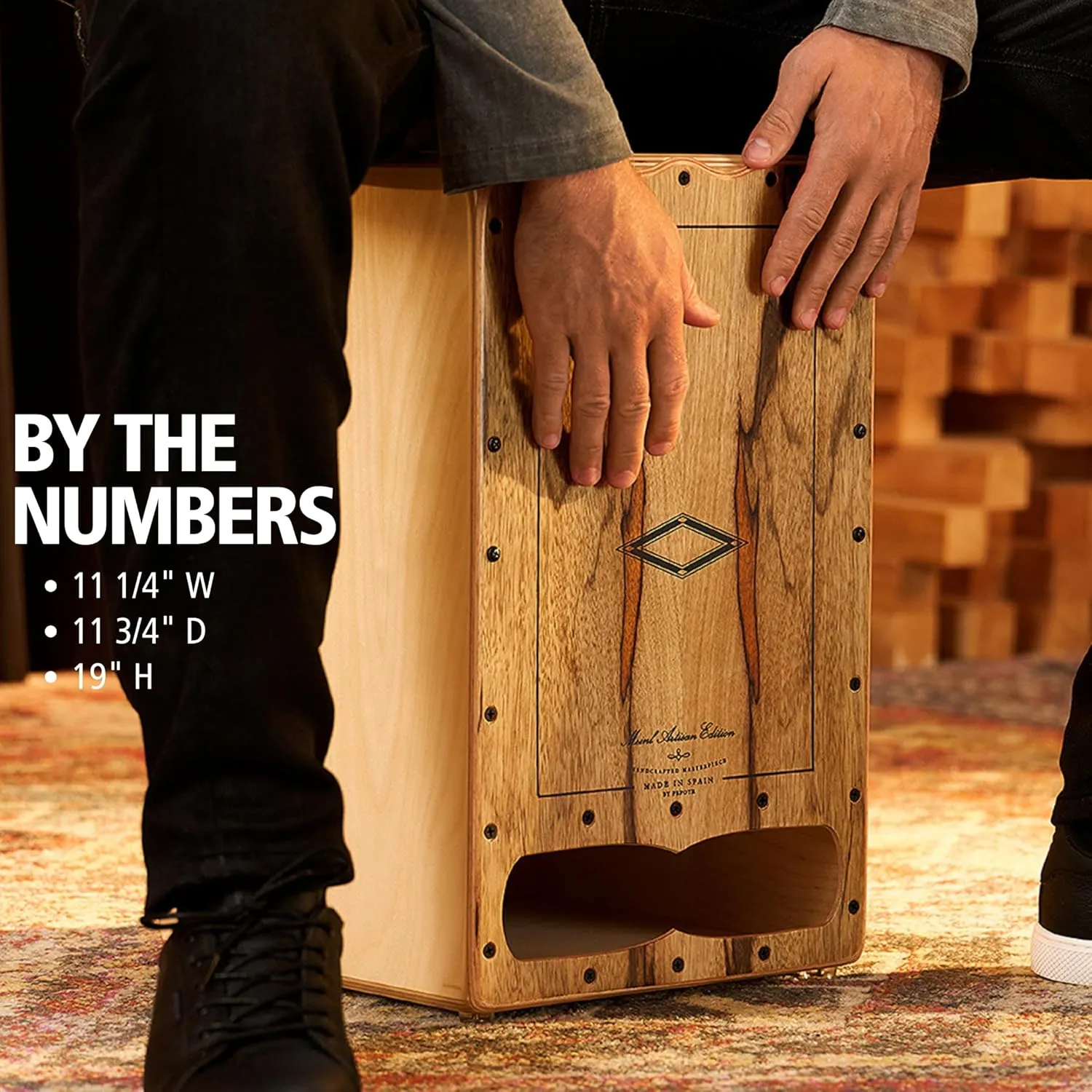 Meinl Percussion Artisan Edition Cajon with Internal Strings for Snare Effect and Forward Facing Ports, Limba/Baltic Birch — Made in Spain — Cantina Line, 2-Year Warranty (AECLLI)