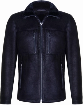 Men's Black Genuine Sheepskin Leather Biker Jacket Shearling Aviator B3 RAF