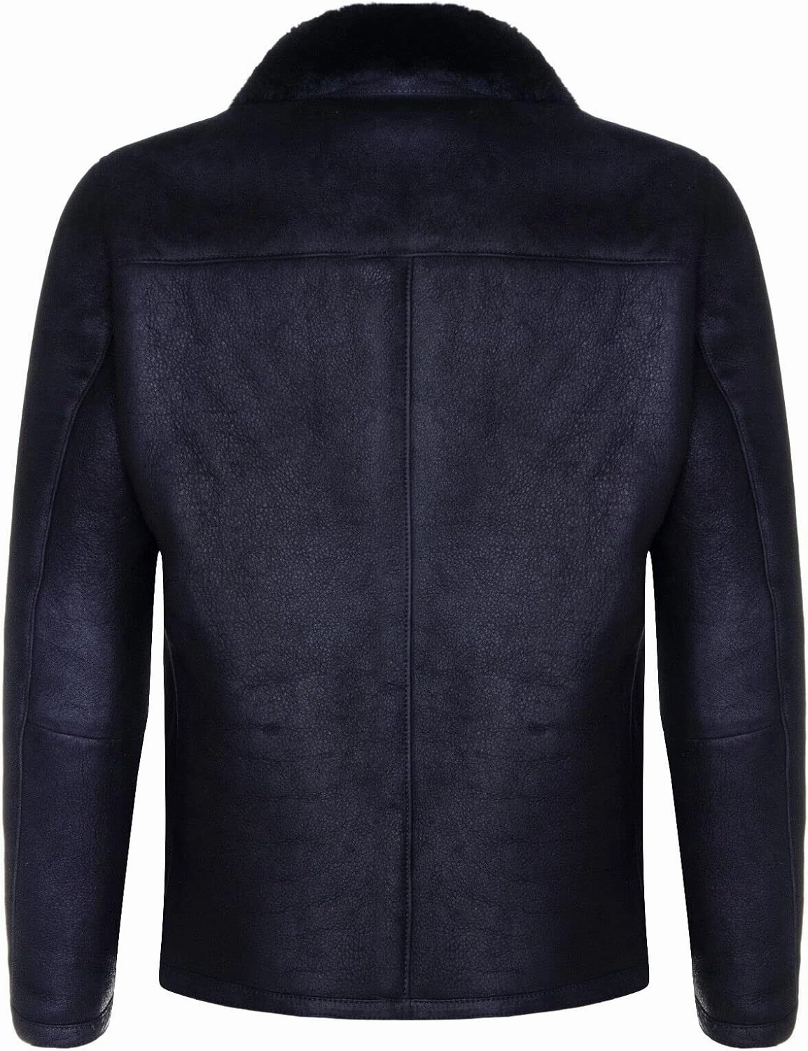 Men's Black Genuine Sheepskin Leather Biker Jacket Shearling Aviator B3 RAF