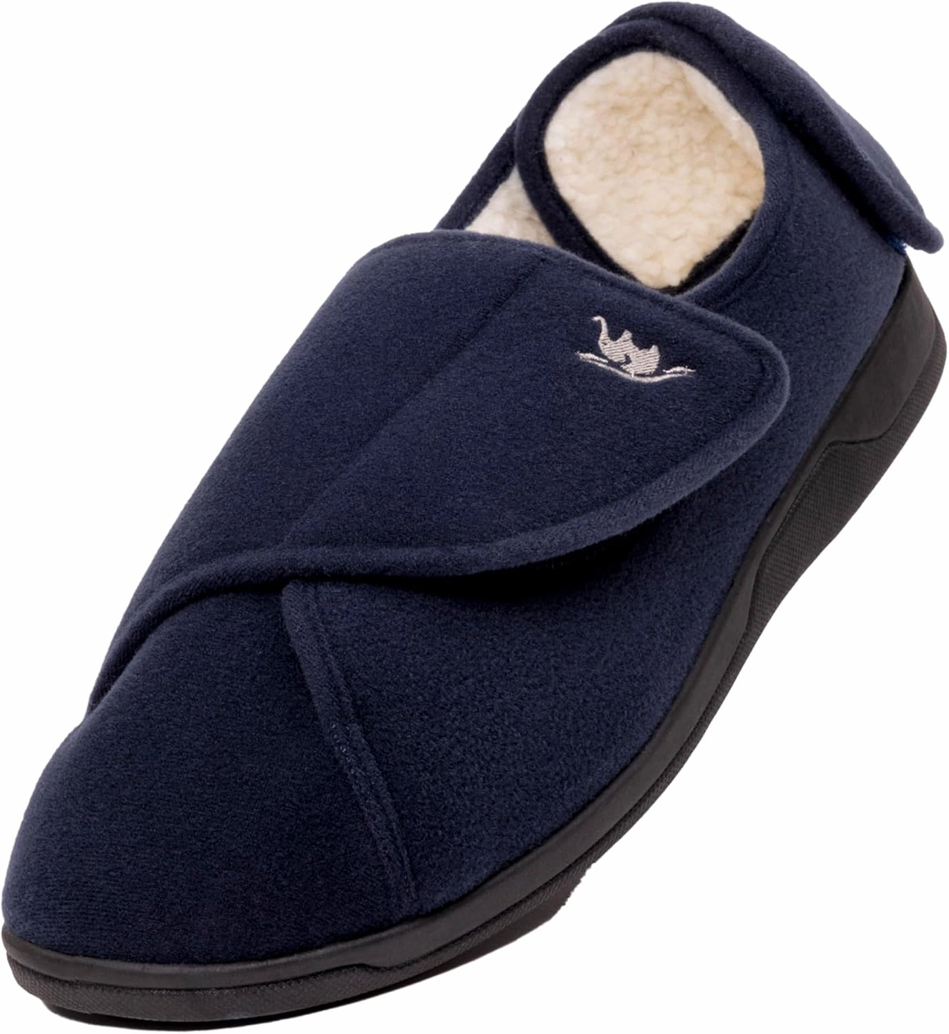 Men's Memory Foam Diabetic Slippers with Adjustable Closure, Extra Wide Comfy Warm Plush Fleece Arthritis Edema Swollen Diabetic House Shoes Machine Washable with Anti Slip Sole