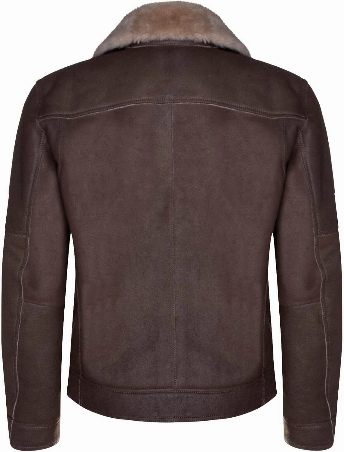Men's Tan Brown Sheepskin Leather Biker Jacket Shearling Aviator Zipped B3