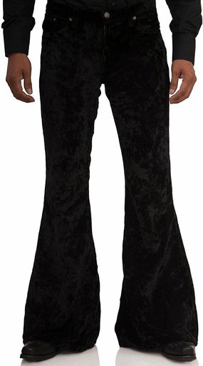 Men's Velvet Relaxed Vintage 60s 70s Bell Bottom Stretch Fit Classic Comfort Flared Flares Retro Leg Disco Pants