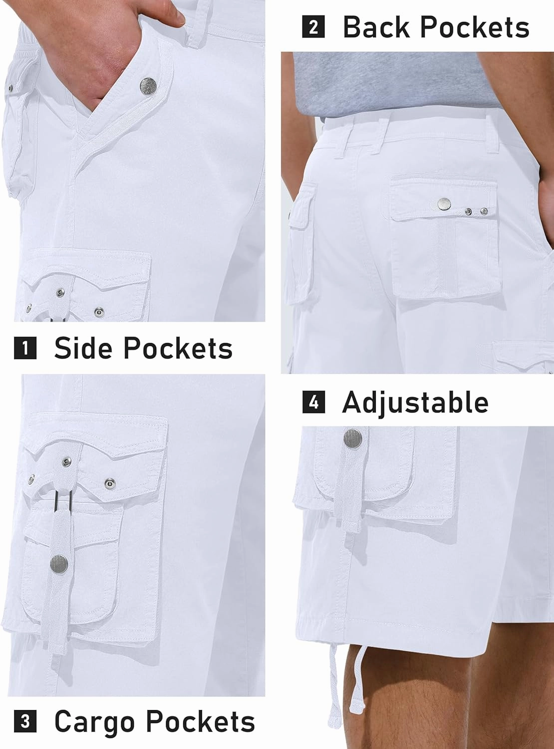 Mens Cargo Shorts Casual Shorts Hiking Shorts Below Knee Relaxed Fit Multi Pockets Running Joggers Outdoor Mens Shorts