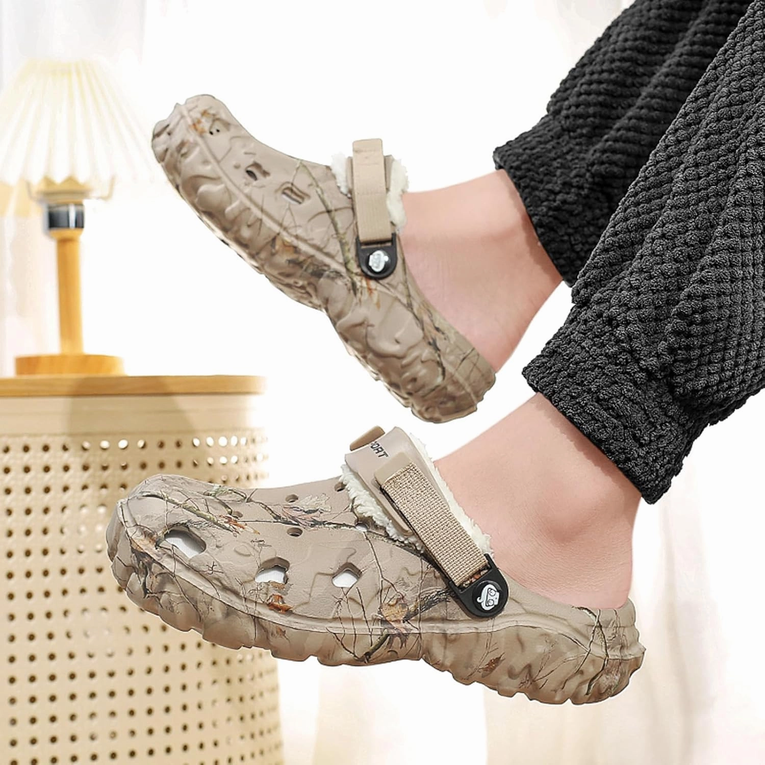 Mens Fur Lined Garden Clogs: Warm Fuzzy Indoor - Winter Indoor Outdoor House Slippers