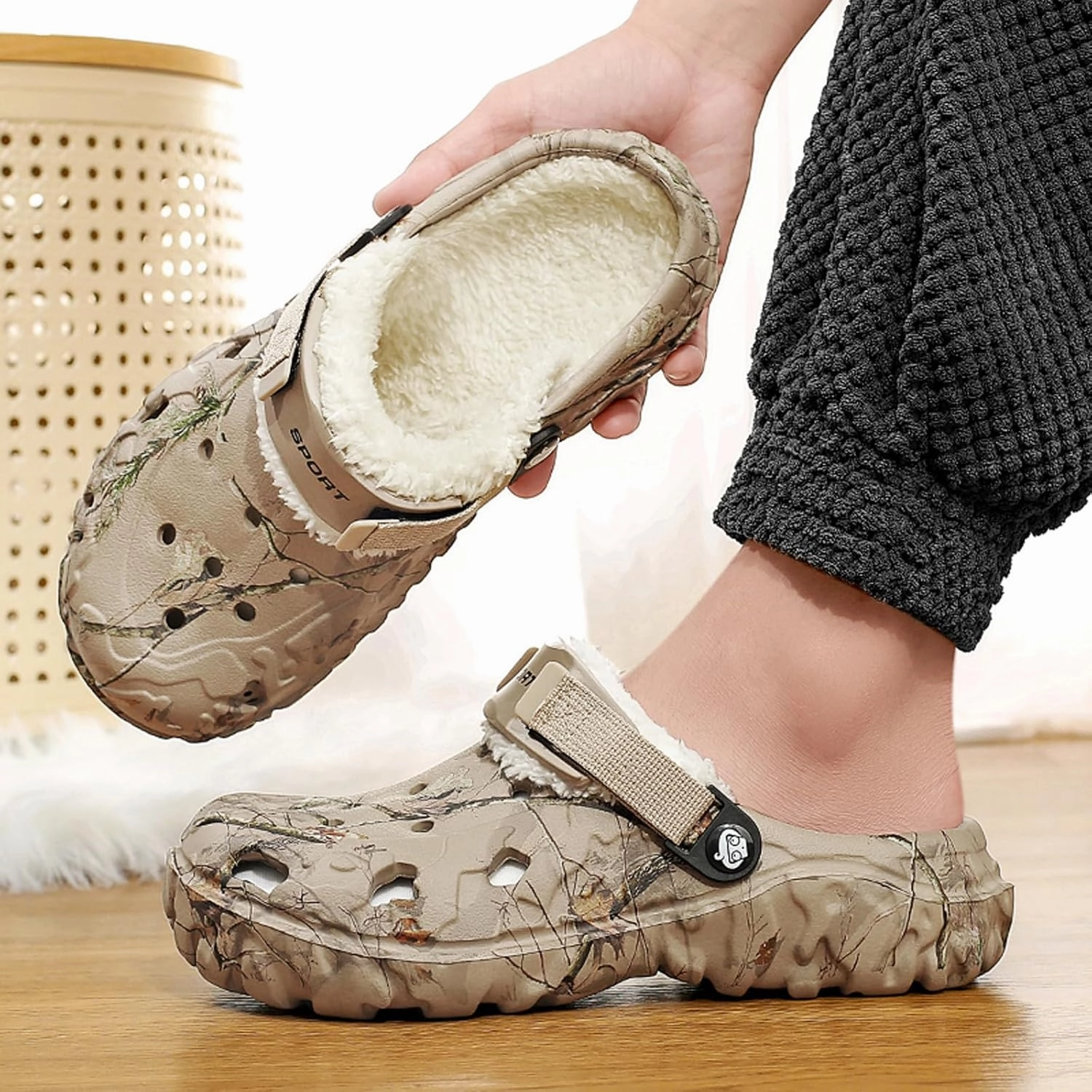 Mens Fur Lined Garden Clogs: Warm Fuzzy Indoor - Winter Indoor Outdoor House Slippers