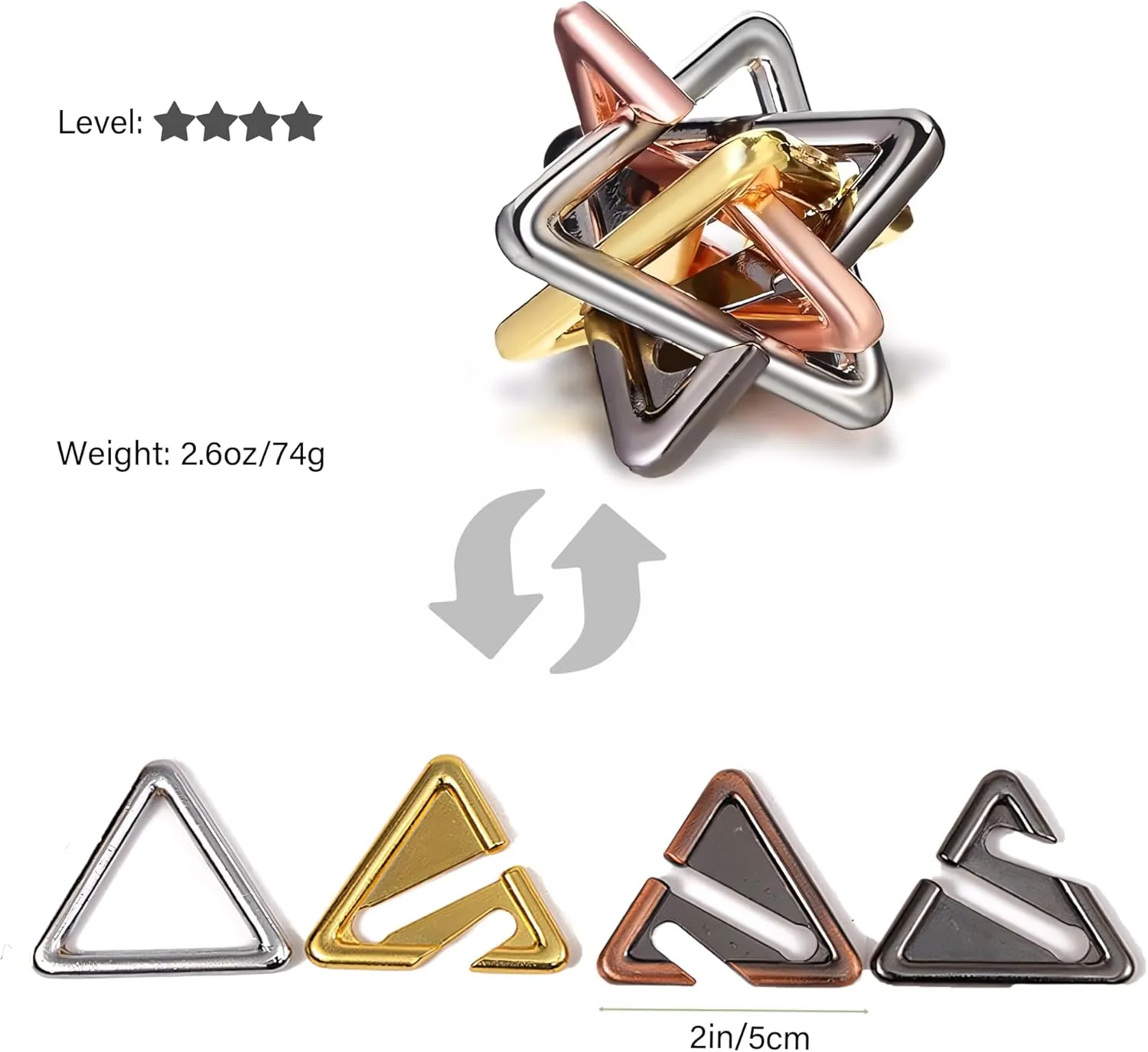 Metal Brain Teasers Puzzles- 3D Unlock Interlocking Puzzles IQ Logic Test Disentanglement Educational Toy Gifts for Adults (Bundle-5E)