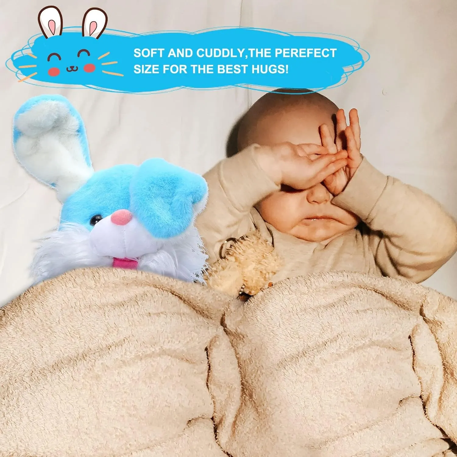 MIAODAM Bunny Stuffed Animal, Children Songs & Lullabies Peek-A Boo Toys Repeats What You Say with Floppy Ears, Singing Stuffed Animals Birthday Gifts 6 7 8 9 10 12 Month 1 Year Old Boy Girl