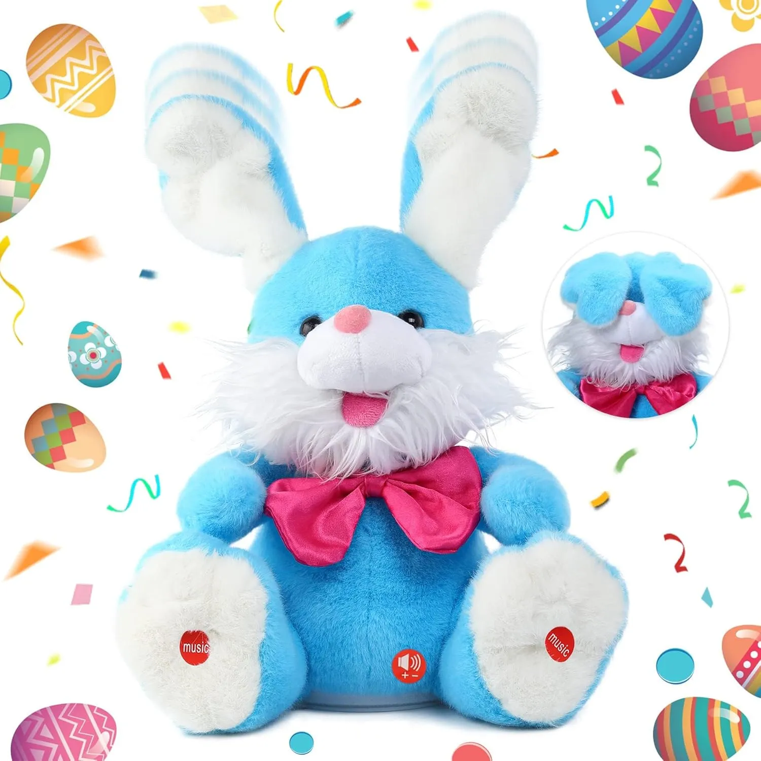 MIAODAM Bunny Stuffed Animal, Children Songs & Lullabies Peek-A Boo Toys Repeats What You Say with Floppy Ears, Singing Stuffed Animals Birthday Gifts 6 7 8 9 10 12 Month 1 Year Old Boy Girl