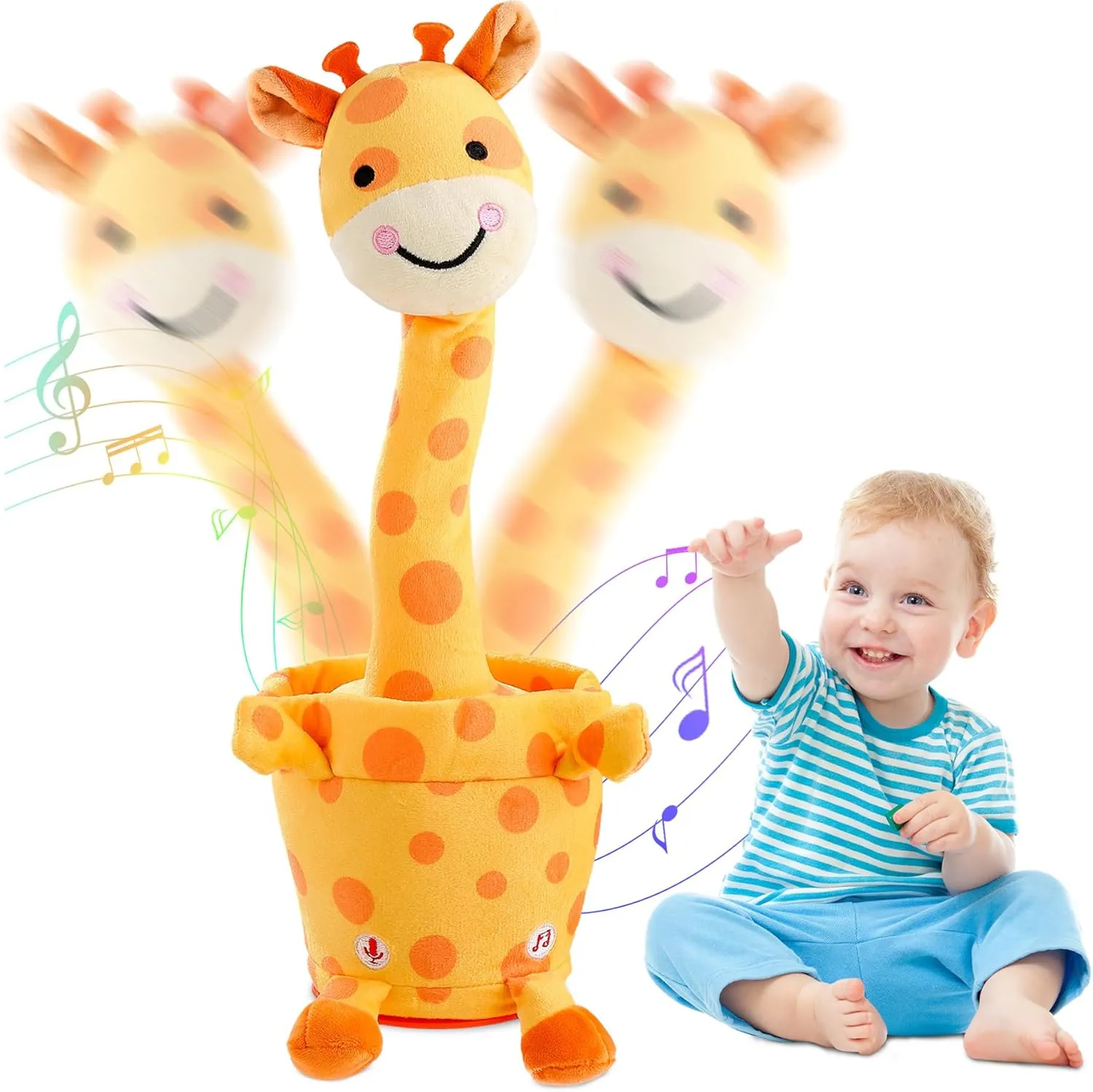 MIAODAM Dancing Talking Giraffe Toddler Toys Electronic Giraffe Plush Toy Interactive Mimicking Toy with Recording and Repeating for Boys Girls Gift