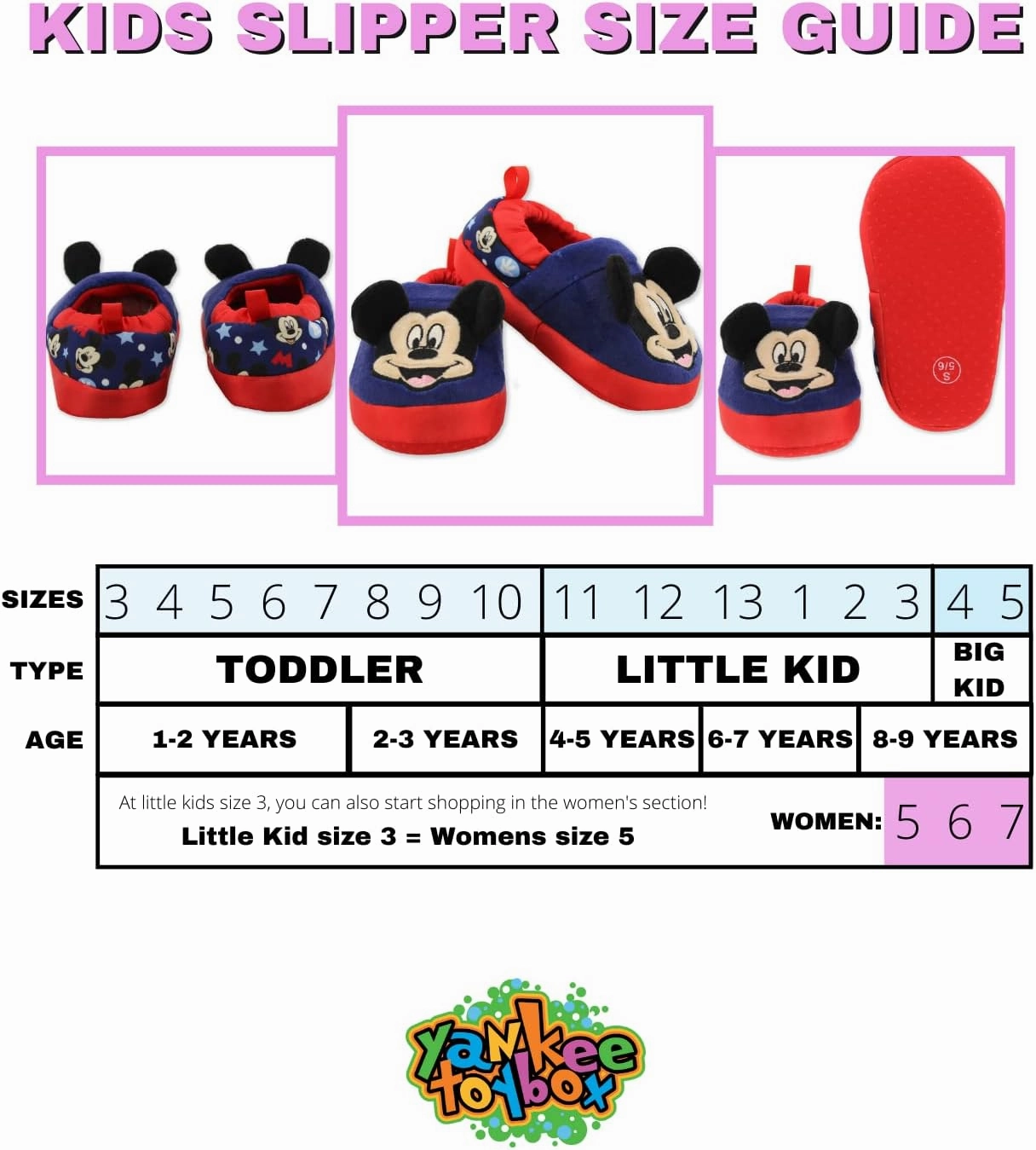 Mickey Mouse Toddler Boy's Plush A-Line Slippers with 3D Ears