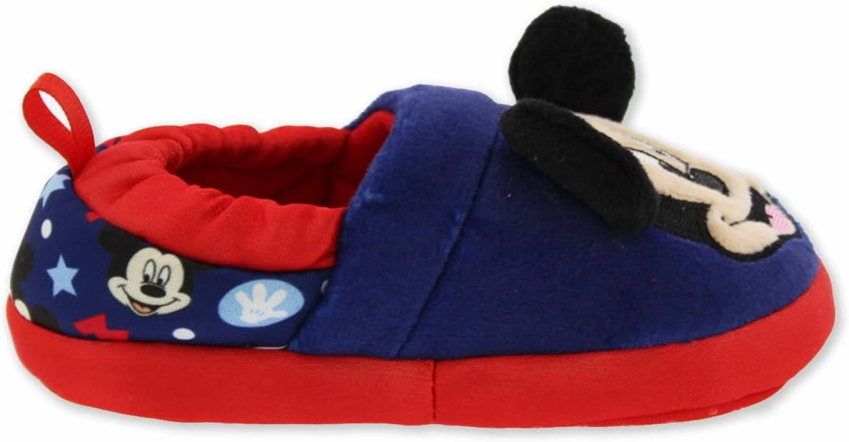 Mickey Mouse Toddler Boy's Plush A-Line Slippers with 3D Ears