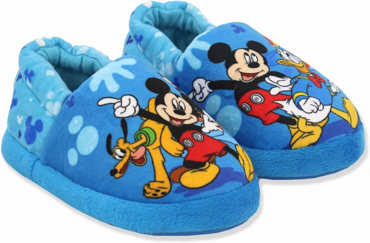 Mickey Mouse Toddler Boy's Plush A-Line Slippers with 3D Ears