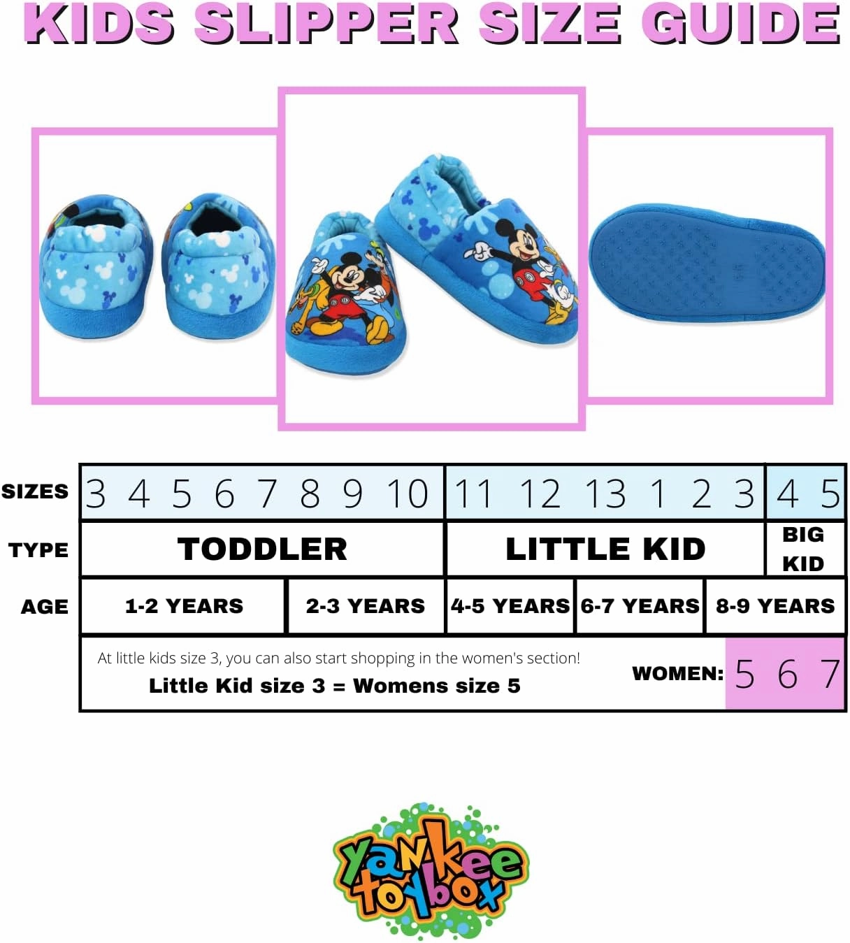 Mickey Mouse Toddler Boy's Plush A-Line Slippers with 3D Ears