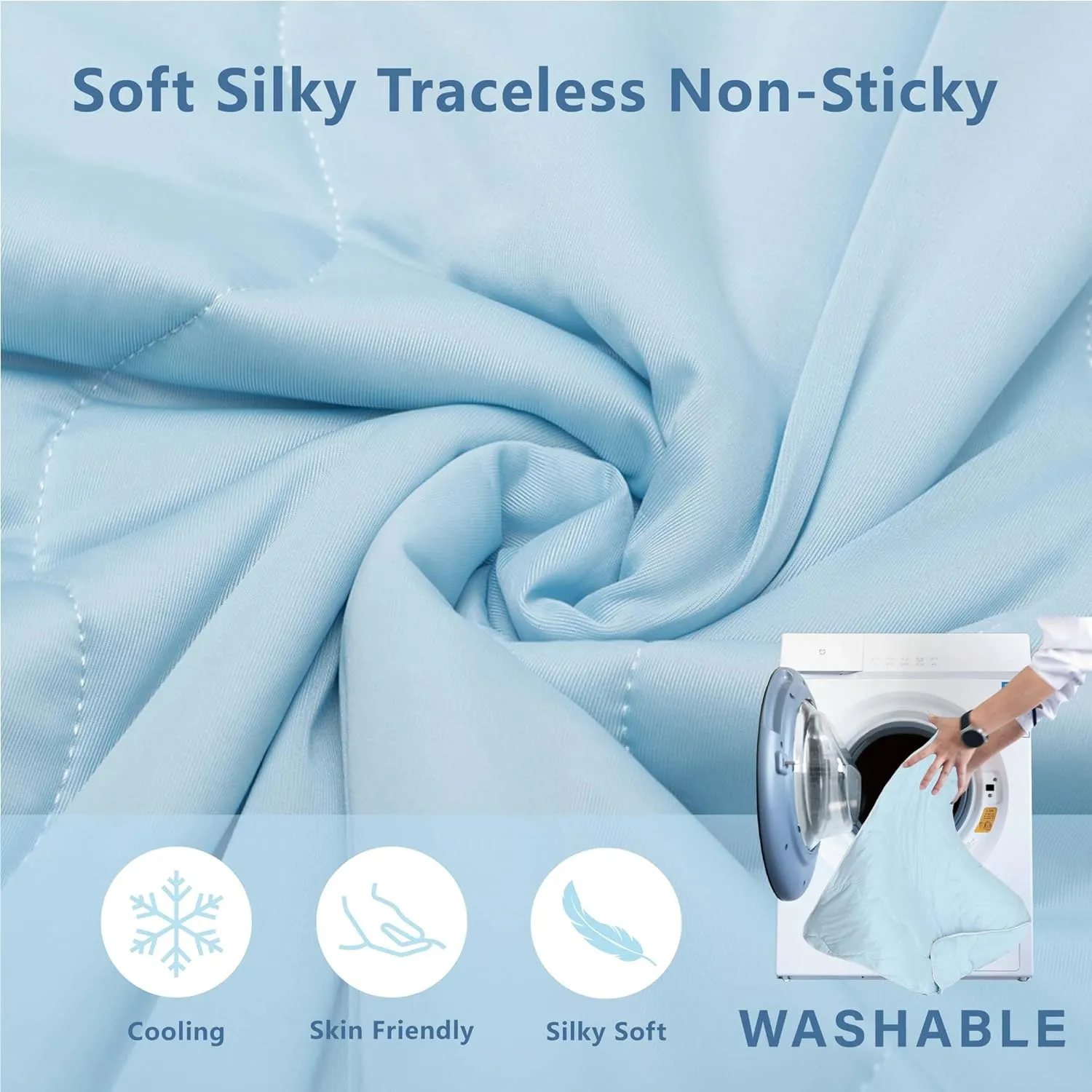 MICROCOSMOS Pet Cooling Blankets & Sleeping Mat- Reversible Washable Durable Dog Bed Cover, EZ Clean. Perfect Indoors, Outdoors or in The Car.(Blue-Blue, 59" x 40")