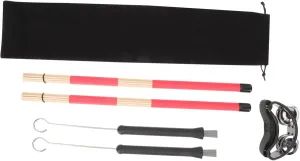 Mikinona 1Set Drum Brush Stick Set with Foot Tambourine Drum Brush Kit for Drummers Includes Brushes and Storage Bag for Practice and Youth Bands