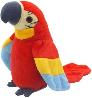 Mimicry Pet Talking Parrot Repeats What You Say Plush Animal Toy Electronic Parrot Plush Toy, Animal Toy, Talking Bird,Birthday Present for Kids(RED)