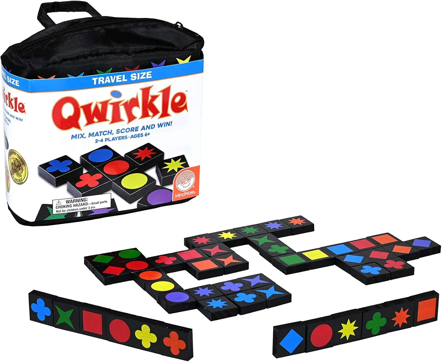 Mindware | Qwirkle: Travel (New) | Board Game | Ages 6  | 2-4 Players | 45 Minutes Playing Time