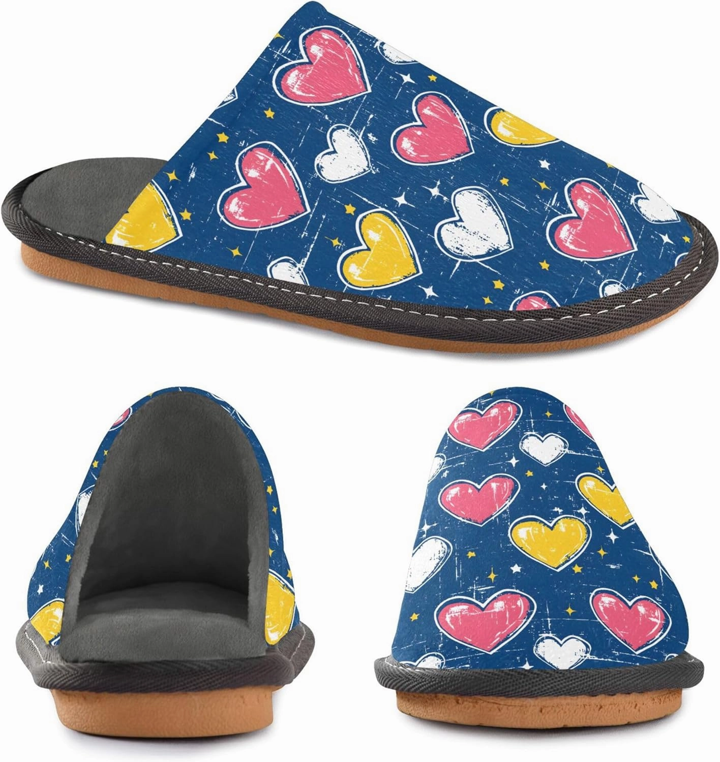 MNSRUU Fuzzy Slippers House Slippers for Women Men Glitter Lattice Plush Warm Slippers Winter Soft Slippers Bedroom Shoes Plush Lining Indoor Non-slip