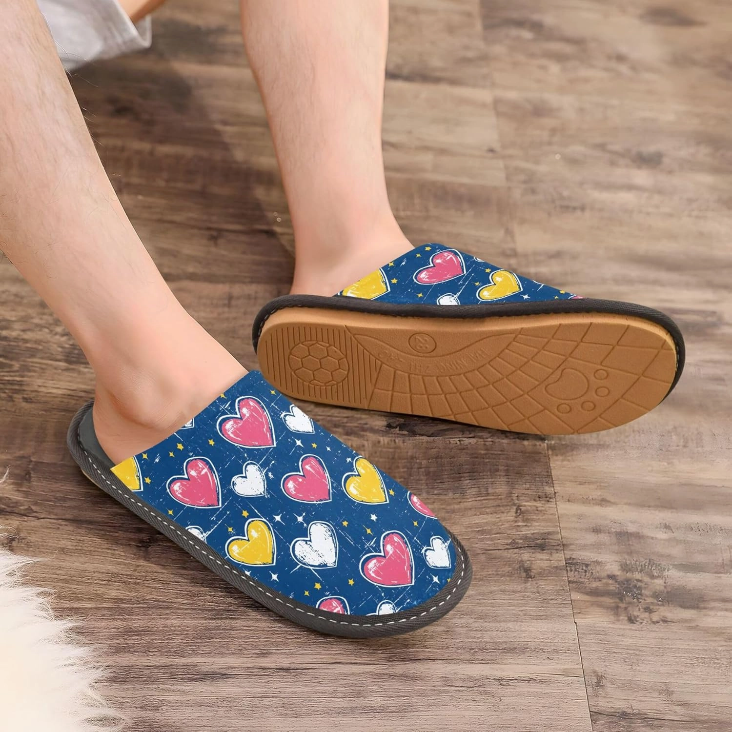 MNSRUU Fuzzy Slippers House Slippers for Women Men Glitter Lattice Plush Warm Slippers Winter Soft Slippers Bedroom Shoes Plush Lining Indoor Non-slip