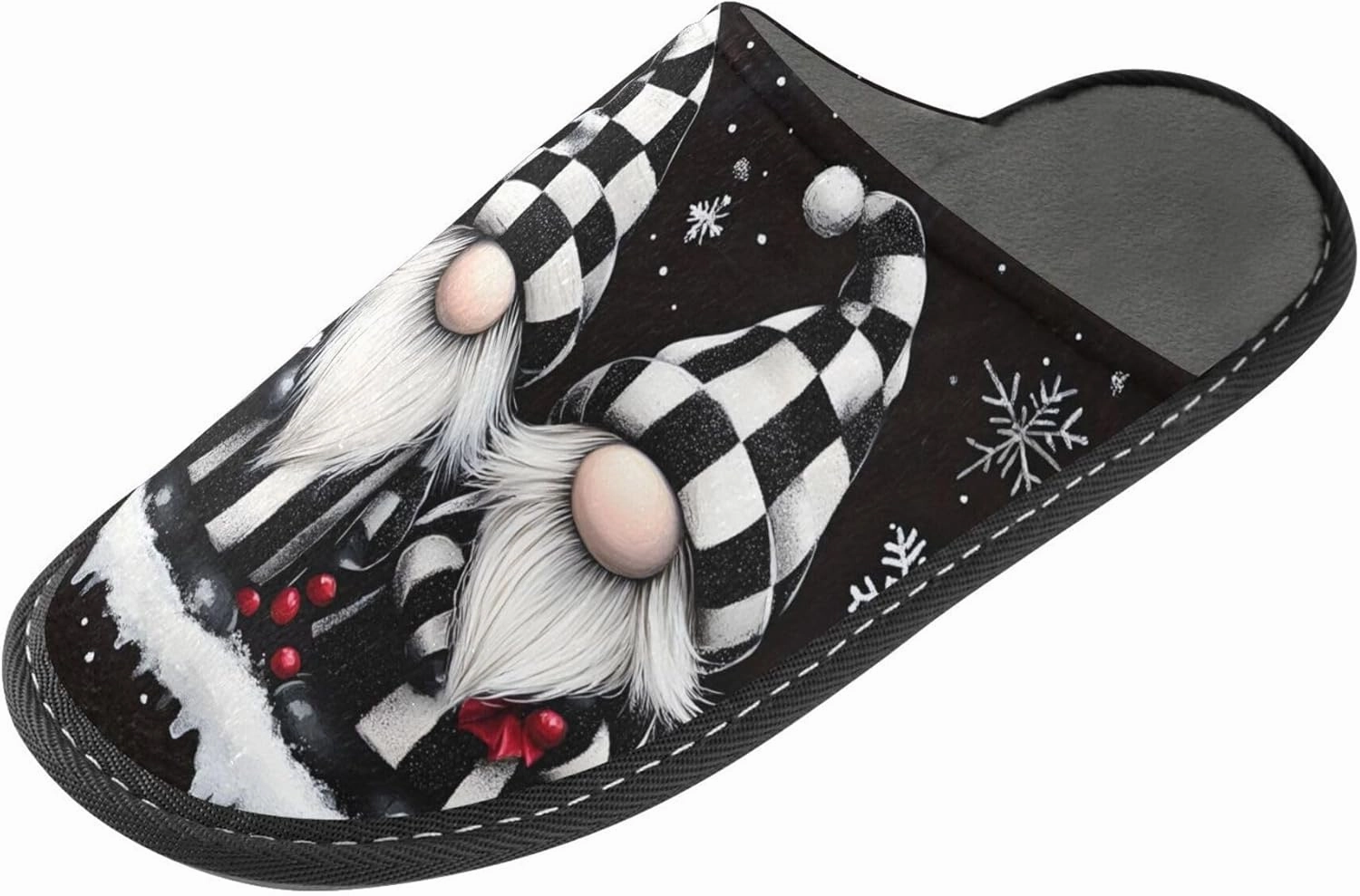 MNSRUU Fuzzy Slippers House Slippers for Women Men Gnomes Rose Black Plush Warm Slippers Winter Soft Slippers Bedroom Shoes Plush Lining Indoor Non-slip