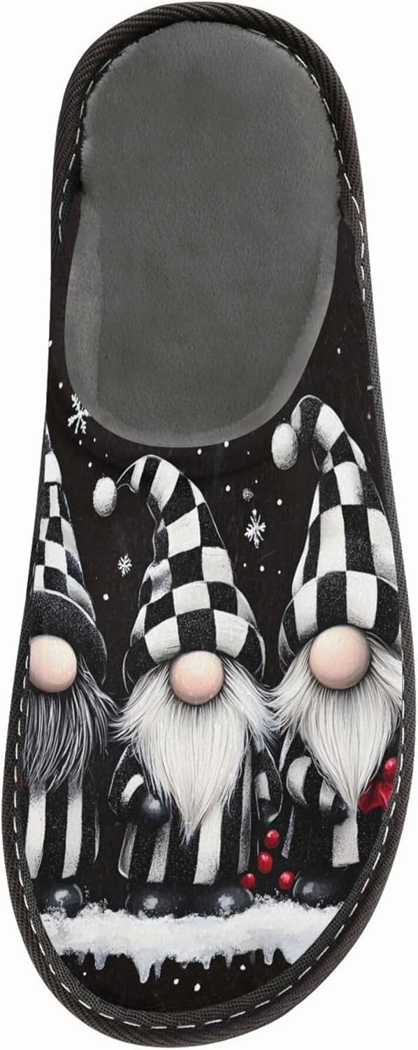 MNSRUU Fuzzy Slippers House Slippers for Women Men Gnomes Rose Black Plush Warm Slippers Winter Soft Slippers Bedroom Shoes Plush Lining Indoor Non-slip