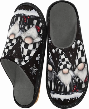 MNSRUU Fuzzy Slippers House Slippers for Women Men Gnomes Rose Black Plush Warm Slippers Winter Soft Slippers Bedroom Shoes Plush Lining Indoor Non-slip