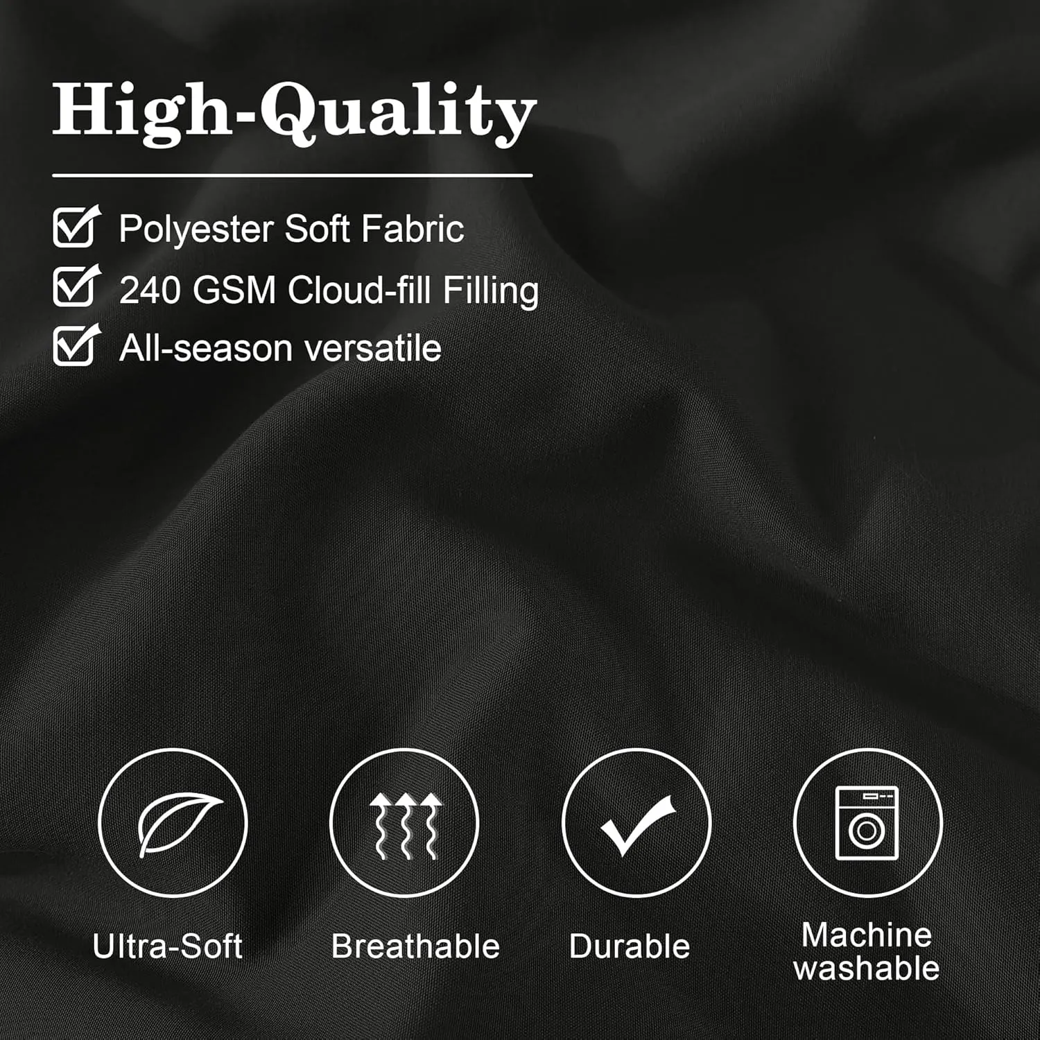 Monbix Queen Comforter Set - 7 Pieces Black Bed in a Bag Queen Bedding Sets with Comforters, All Seasons Down Alternative Comforter Bed Set with Sheets,Pillowcases & Shams