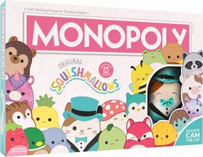 Monopoly: Squishmallows | Collector’s Edition Featuring Cam The Cat Plush Buy, Sell, Trade Spaces Squshmallows Collectible Classic Monopoly Game Officially-Licensed For 6 Players
