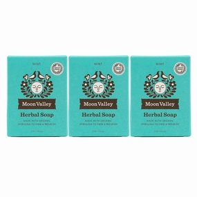 Moon Valley Organics Natural Body Wash and Face Wash Soap Bar Natural Bar Soap, Pack of 3, Mint