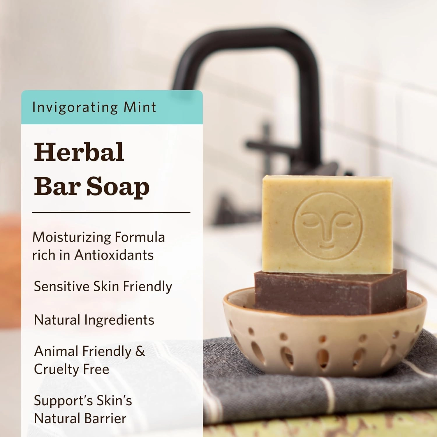 Moon Valley Organics Natural Body Wash and Face Wash Soap Bar Natural Bar Soap, Pack of 3, Mint