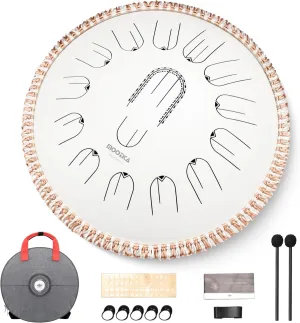 MOOZICA 15 Inch Steel Handpan Tongue Drum - 15 Notes in C Major 432hz Tongue Drum with Octave Overtone Design - Professional Percussion Tongue Drum Instrument with Carrying Bag