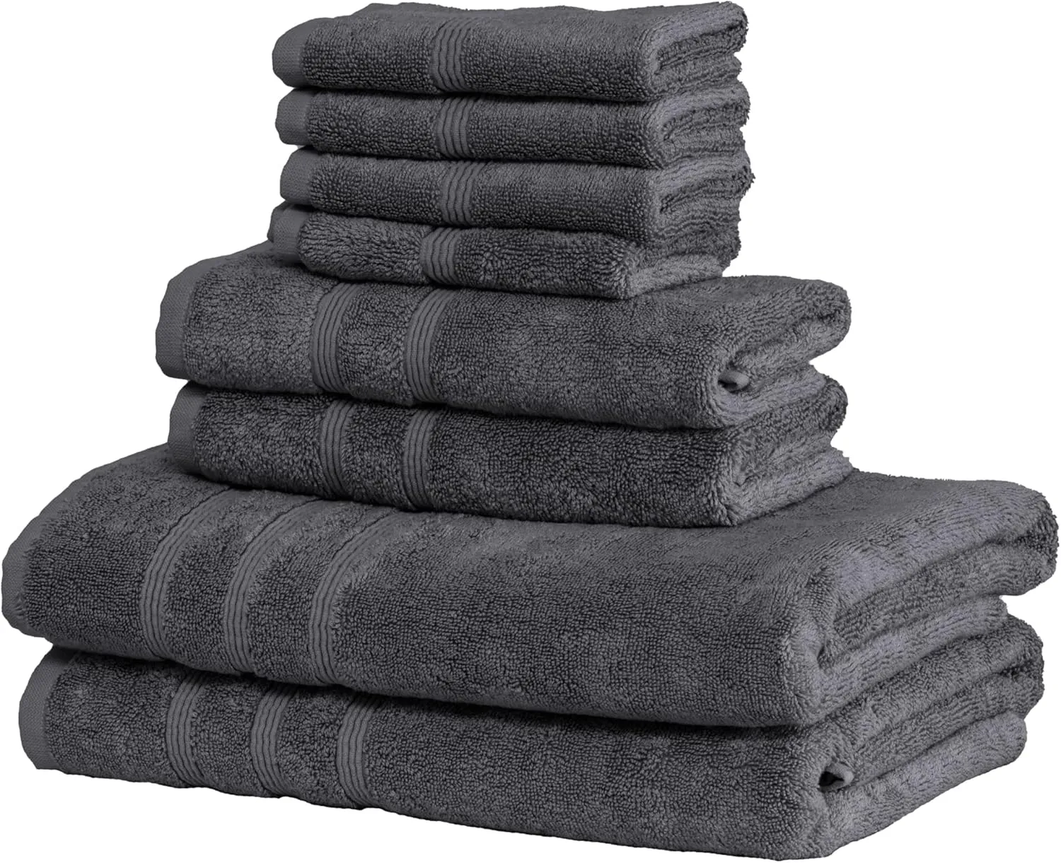 Mosobam Luxury Turkish 8pc Towel Set 30X58 16X30 13X13 Charcoal Gray (Dark Grey) 700 GSM Bamboo Viscose & Aegean Turkish Combed Cotton