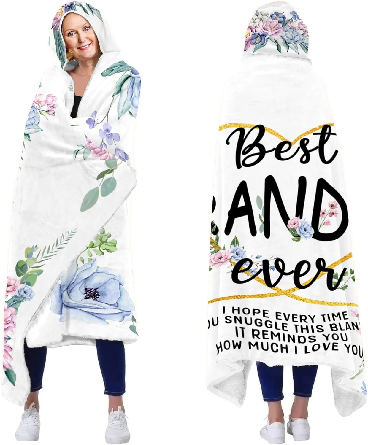 Mothers Day Grandma Gifts, Gift for Grandma Wearable Blanket, Great Grandma Hoodie Blanket from Grandkids, Thoughtful Grandma Hooded Blanket 47x72 In for Birthday, Grandparents Day, Christmas