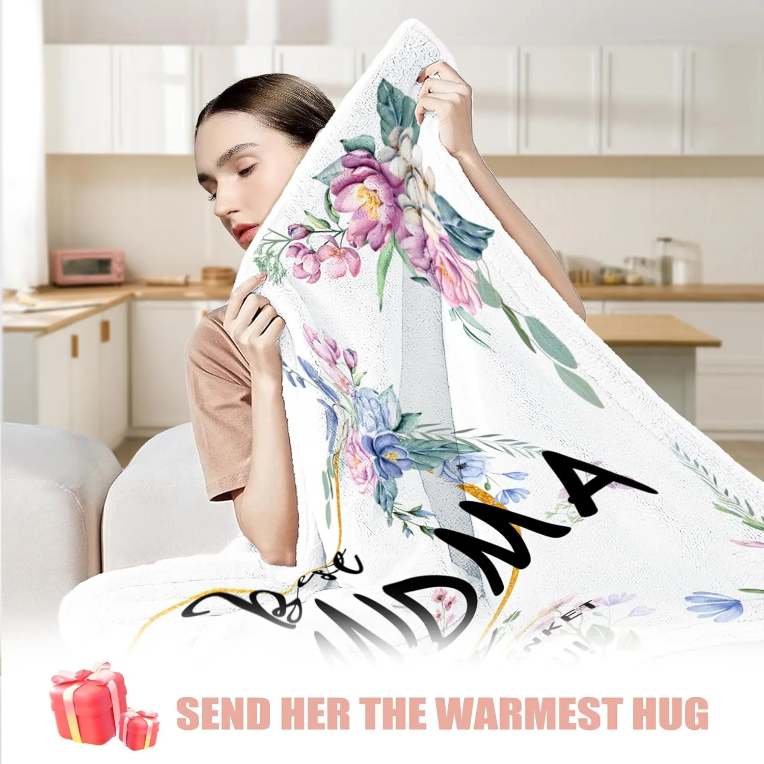 Mothers Day Grandma Gifts, Gift for Grandma Wearable Blanket, Great Grandma Hoodie Blanket from Grandkids, Thoughtful Grandma Hooded Blanket 47x72 In for Birthday, Grandparents Day, Christmas