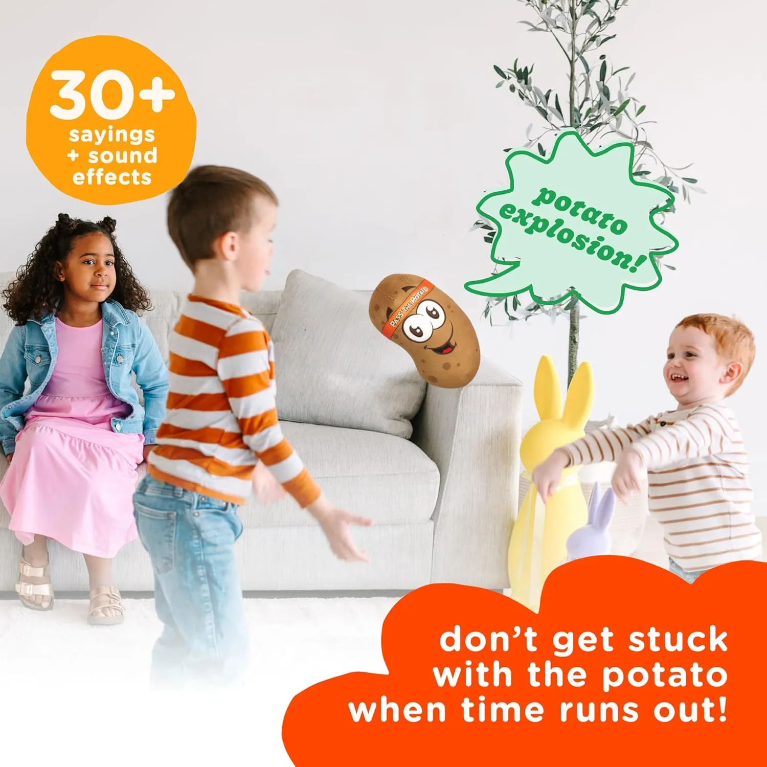 Move2Play, Pass The Potato, Hilariously Wild and Fun Active Play Game | Easter Basket Stuffer | Easter Gift for Kids & Toddlers | Boys & Girls Ages 3, 4-8  | Indoor/Outdoor Toy (Brown Potato)