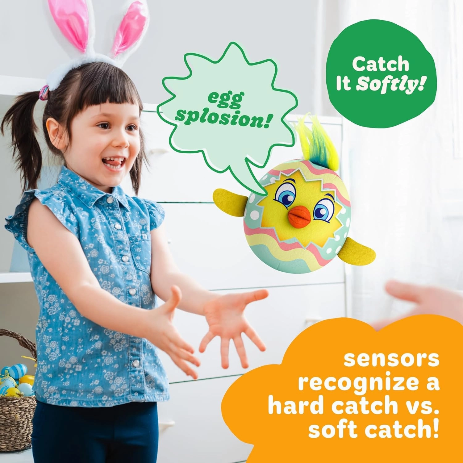 Move2Play, Egg Toss, Hilariously Wild and Fun Active Play Game | Easter Basket Stuffer | Easter Gift for Kids & Toddlers | Boys & Girls Ages 3, 4-8  | Indoor/Outdoor Toy