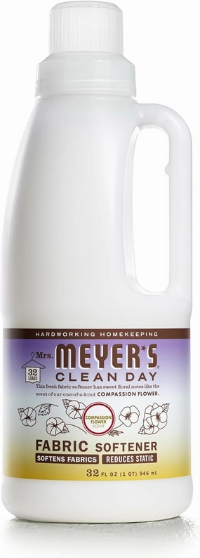MRS. MEYER'S CLEAN DAY Liquid Fabric Softener, Infused with Essential Oils, Paraben Free, Compassion Flower, 32 oz (32 Loads)