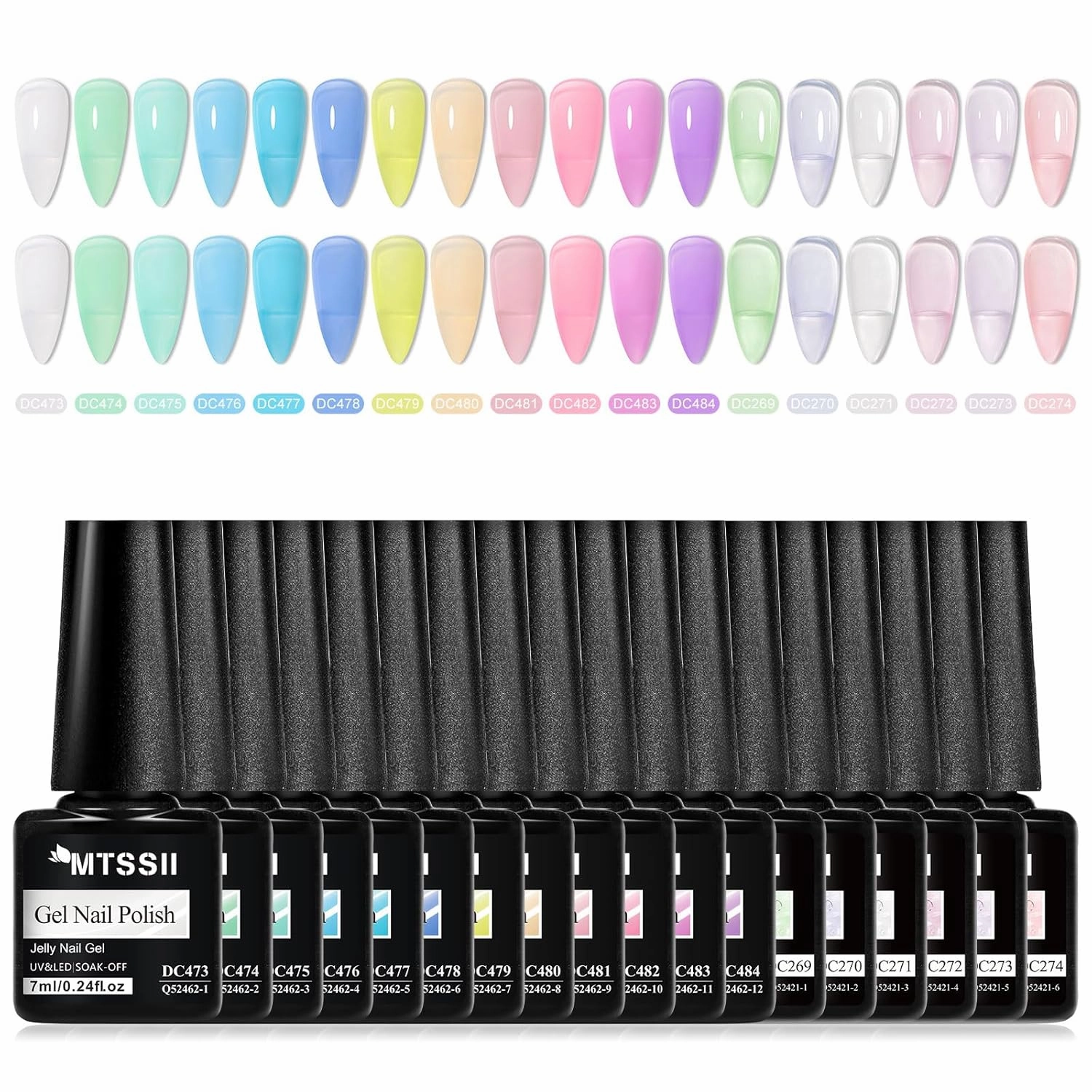 MTSSII Jelly Gel Nail Polish Set Nude Gel Polish 18 Colors Crystal Gel Polish Kit Transparent Pink Lavender Purple Blue Jelly Nail Polish Set Nail Art Gel DIY Gift