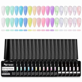 MTSSII Jelly Gel Nail Polish Set Nude Gel Polish 18 Colors Crystal Gel Polish Kit Transparent Pink Lavender Purple Blue Jelly Nail Polish Set Nail Art Gel DIY Gift