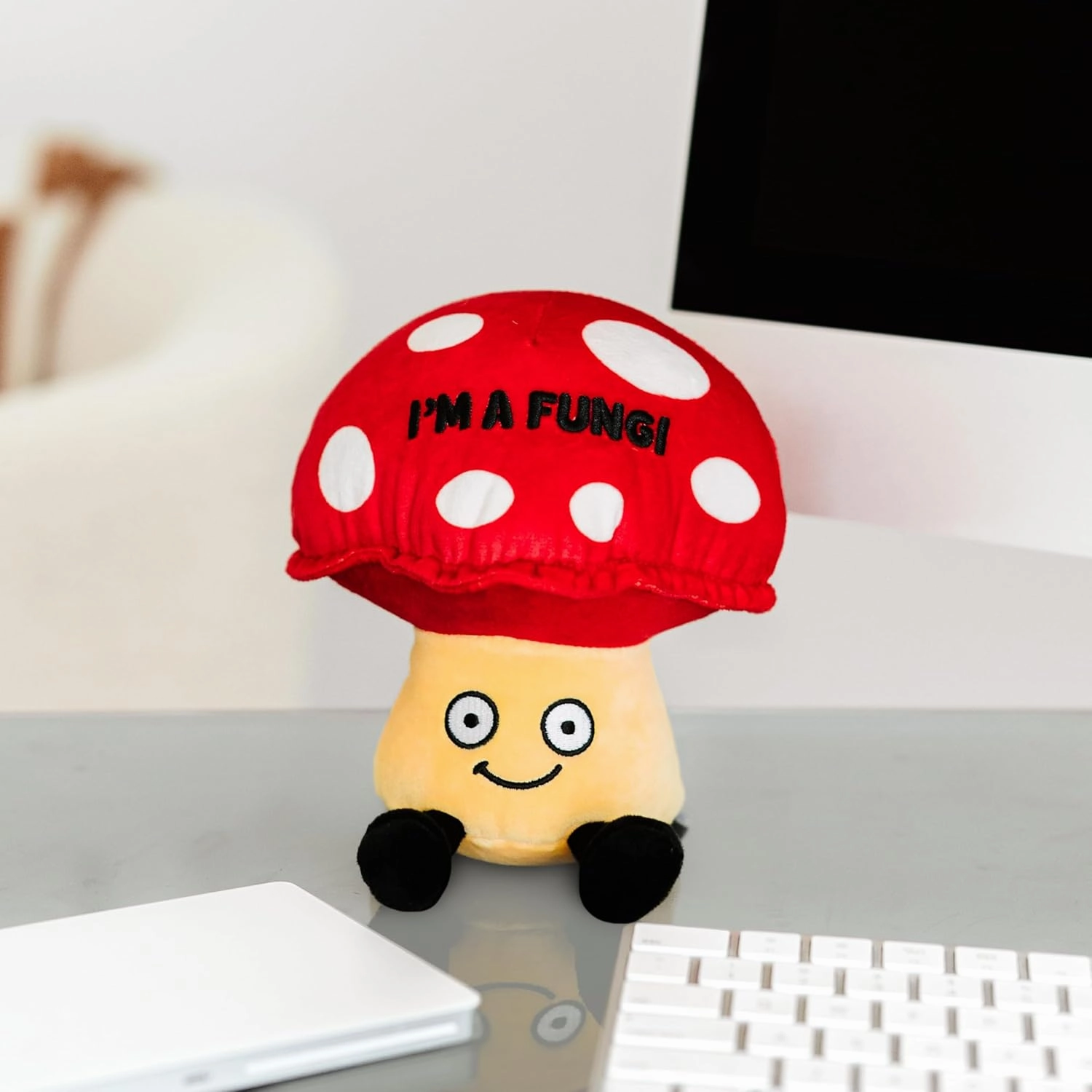 Mushroom Plushie - I'm A Fungi Punny Mushroom Plush, Gift for Food Lovers, Cute Food Plush Toy for Gifting