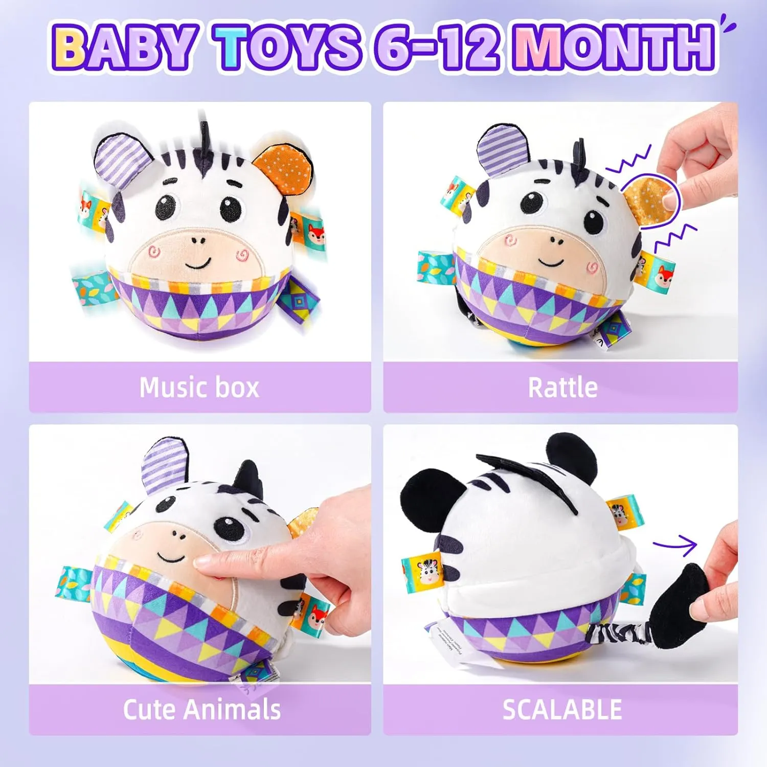 Musical Crawling Dancing Baby Toy 0-6 Months, Tummy Time Sensory Interactive Talk Toys,Plush Stuffer Animal Toys, Learning Bouncing Ball toy for Infant 0-3 6-12 18 Month Newborn Gifts for Toddler 1-2