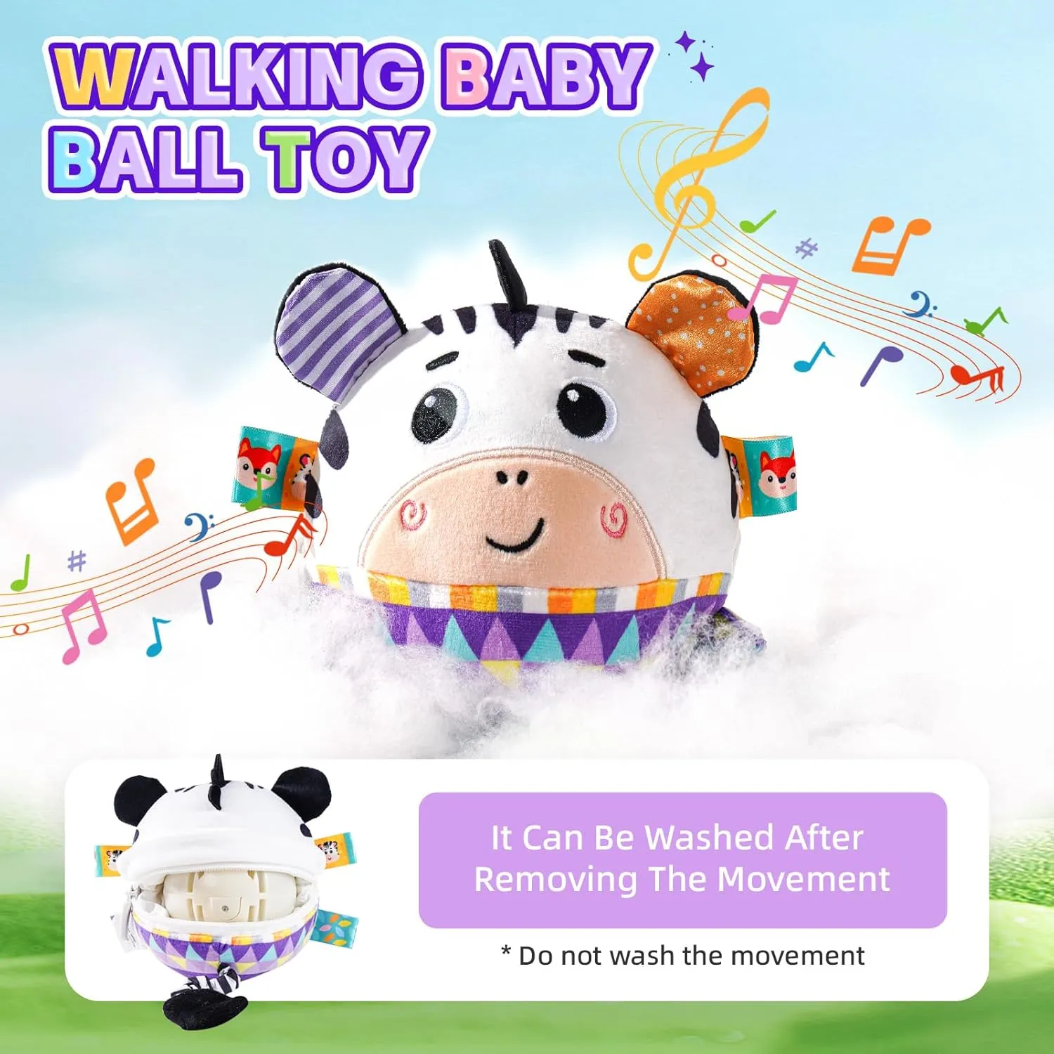 Musical Crawling Dancing Baby Toy 0-6 Months, Tummy Time Sensory Interactive Talk Toys,Plush Stuffer Animal Toys, Learning Bouncing Ball toy for Infant 0-3 6-12 18 Month Newborn Gifts for Toddler 1-2
